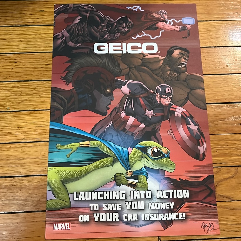Captain America poster limited Geico lizard 2019 11 x 17 New